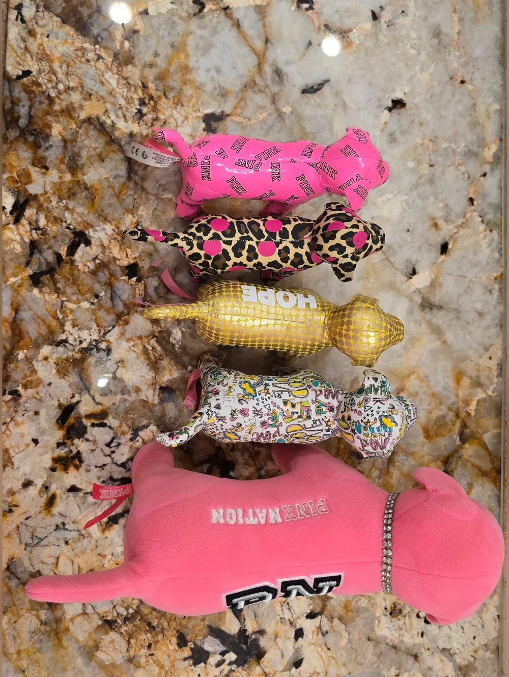 Victoria's Secret PINK collectible Limited Edition 5 Plush Dogs